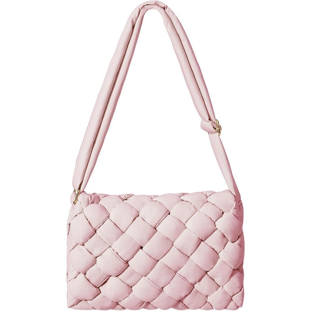 Small Puffer Crossbody Bag for Women Lightweight Quilted Woven Shoulder Purse